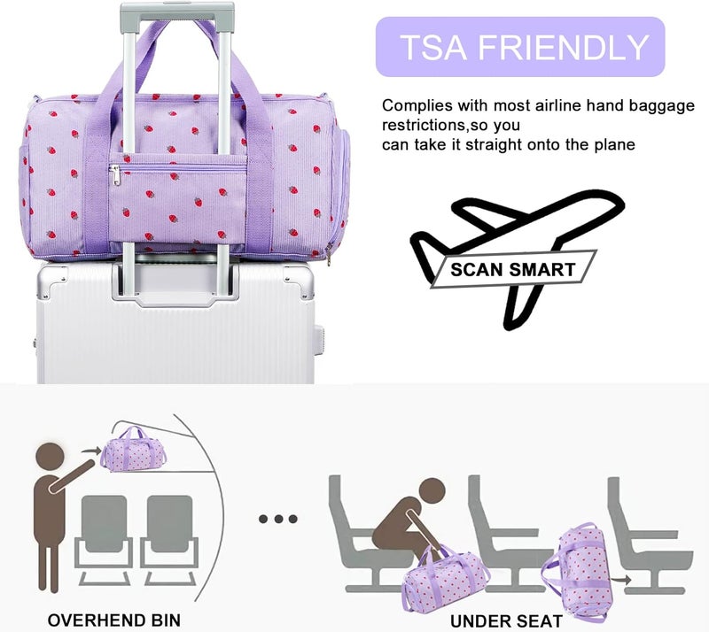 BLUBOON Duffle Bag Girls Kids Cute Gym Bag with Shoes Compartment & Wet Separation Waterproof Sports Overnight Travel Bag - Image 4
